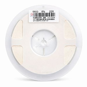 Resistor SMD 0603 22 Ohm 1/10W 5% CL0603JN 22R – Bobina 5000 Unidades