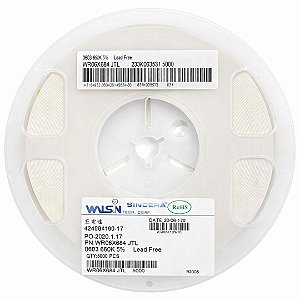 WR06X684JTL Resistor SMD 680K 0603 1/10W 5% - Bobina com 5000 Unidades
