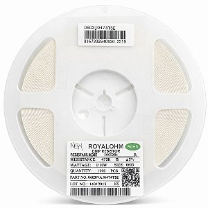 Resistor Chip 470KΩ SMD 0603 0.1W 5% 0603WAJ0474T5E - Rolo c/ 5000