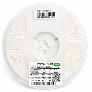 Resistor Chip SMD 22R 0805 1/8W 5% (0805W8J0220T5E) – Rolo 5000 Peças