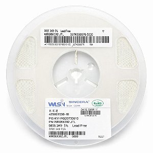 Resistor SMD 3.9K 0805 1/8W Tolerância 5% WR08X392JTL – 5.000 Peças