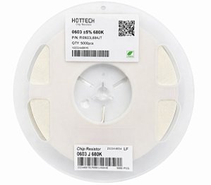 Resistor Chip SMD 0603 680K 5% RI0603L684JT HOTTECH – Rolo 5000 Peças