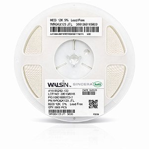 Resistor 12KΩ SMD 0603 1/10W 5% Walsin WR06X123JTL – 5.000 Unidades