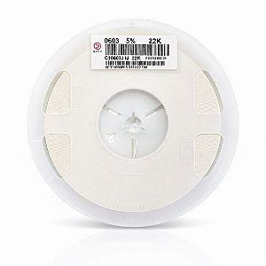 Resistor 22KΩ SMD 0603 1/10W 5% Yageo CL0603JN22K – 5.000 Unidades