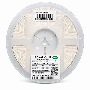 Resistor SMD 0805 10MΩ 1/8W 5% Royalohm 0805W8J0106T5E – 5.000 Unidades