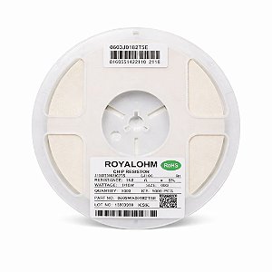 Resistor 1K8 SMD 0603 100mW 5% Royalohm 0603WAJ0182T5E – Bobina 5.000 Unidades