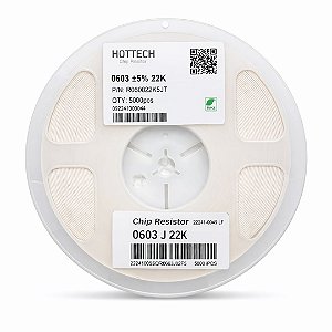Resistor SMD 22KΩ 0603 1/10W 5% Rolo 5000 Unidades