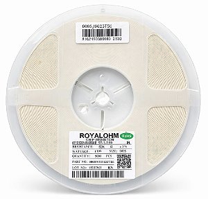 Resistor SMD 62K 0805 5% 1/8W Royalohm 0805J0623T5E - 5.000 Unidades