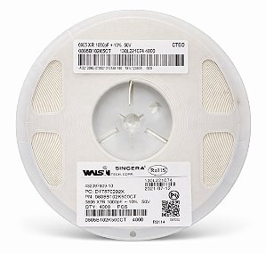 Capacitor SMD 0805 1000pF 1nF 50V 10% Walsin 0805B102K500CT - 4000pcs