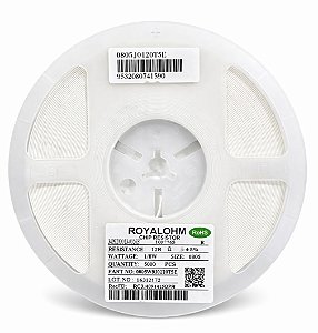 Rolo 5000x Resistor Chip SMD 12R 0805 1/8W 5% Royalohm 0805W8J0120T5E