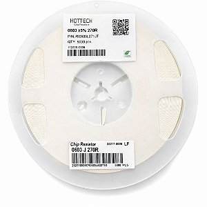 Resistor SMD 0603 270 Ohms 1/10W 5% – Embalagem 5.000 Unidades (RI0603L271JT)