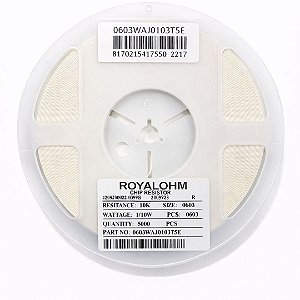 Resistor SMD 0603 10K Ohms 1/10W 5% – Embalagem 5.000 Unidades (0603WAJ0103T5E)