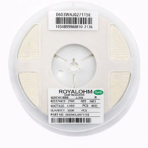Resistor SMD 0603 270 Ohms 1/10W 5% – Embalagem 5.000 Unidades (0603WAJ0271T5E)