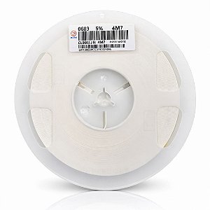 Resistor SMD 0603 4M7 Ohms 1/10W 5% – Embalagem 5.000 Unidades (CL0603JN 4M7)