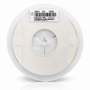 Resistor SMD 0603 180 Ohms 1/10W 5% – Embalagem 5.000 Unidades (CL0603JN 180R)