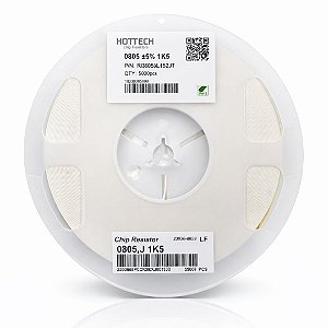 Resistor SMD 0805 1K5 Ohms 1/8W 5% – Embalagem 5.000 Unidades (RI0805L152JT)
