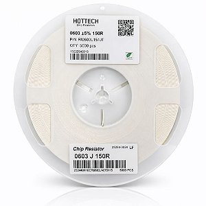 Resistor SMD 0603 150 Ohms 1/10W 5% – Embalagem 5.000 Unidades (RI0603L151JT)