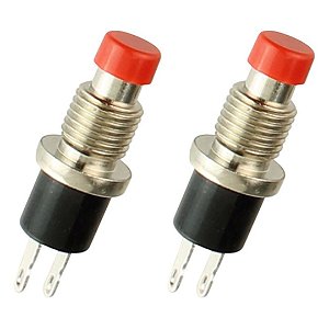 Chave Push Button Vermelha S/ Trava 2 Terminais 1,5A NA (PBS-110)
