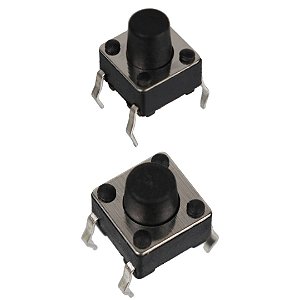 Switch Táctil KFC-A06 12mm x 12mm x 12mm 4 Terminais 180° Preto