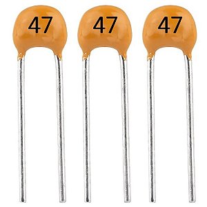 Capacitor Cerâmico 47pF 50V Tipo Disco Código 47 para RF