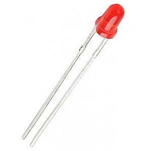 LED 3mm Vermelho Difuso 1.000mcd 20mA Sinalização Eletrônica