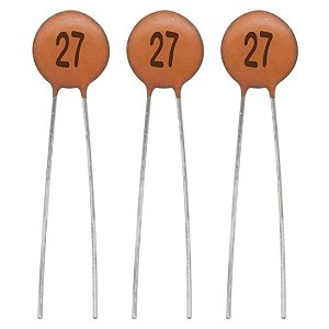 Capacitor Cerâmico 27pF 50V Disco Não Polarizado PTH (27)
