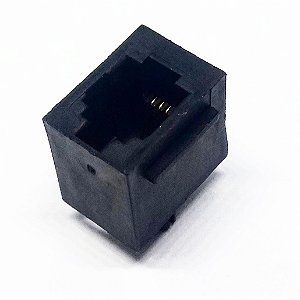 Conector Modular RJ11 6P4 180° PCB 4 Pinos Preto