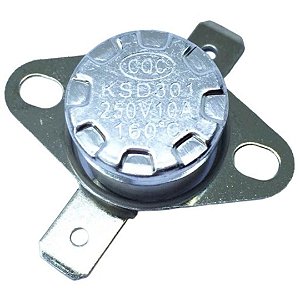 Termostato Bimetálico KSD-301 160°C 10A 250V NF Reset Automático