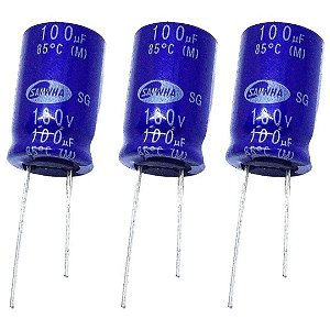 Capacitor Eletrolítico 100uF x 160V 85°C 26x16mm Samwha