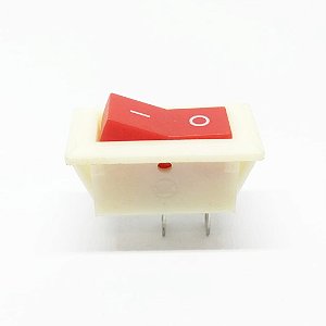 Chave Liga Desliga KCD2-101 2 Terminais Branca Sem Neon Botão Vermelho