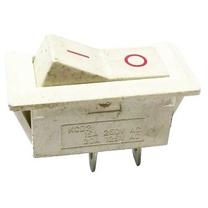 Chave Gangorra KCD2-101 Branca 2 Terminais 2 Posições Sem Neon Botão Branco