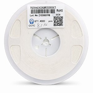 Capacitor Chip SMD 8,2PF 50V 0603 C0G/NP0 Alta Estabilidade – 4.000 Unidades