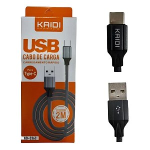Cabo USB Tipo C 2m KD-336C para Carga Rápida e Transferência de Dados