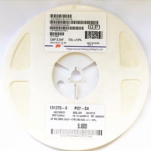 Capacitor 3.3nF 50V SMD 0603 X7R 10% Rolo 5000 Peças