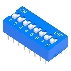 Chave DIP 8 Vias KF1001 180 Graus Azul Pitch 2.54mm
