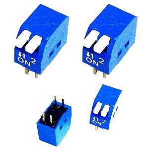 Chave DIP 2 Vias KF1001 Azul 90° SMD/PTH