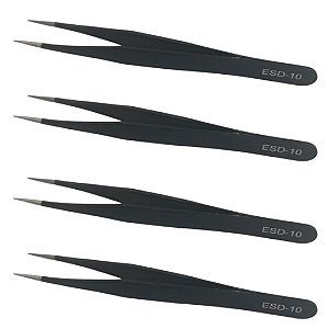 Pinça Reta Antiestática 110mm ESD-10 VETUS para Componentes SMD