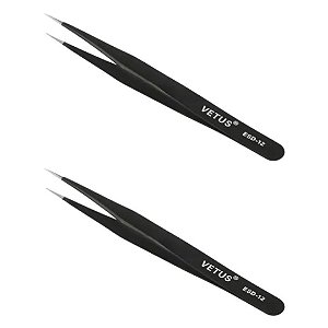 Pinça Profissional ESD-12 135mm Reta Antiestática VETUS