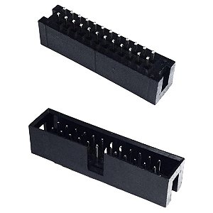 Conector Box Header 24 Vias Dupla Fileira (2x12) Macho 180° P/ PCB Sem Trava 50TS180