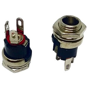 Conector Alimentação DC025M J4 P4 2,1x5,5mm Rosca Chassi