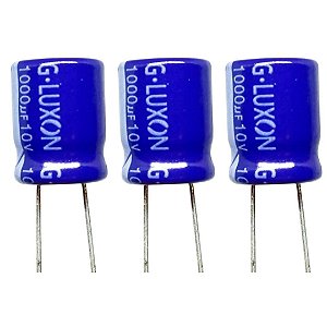Capacitor Eletrolítico 1000uF 10V 85°C Dimensão 10x12.5mm Luxon