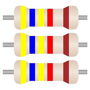 100x Resistor 46K4 1% 0,25W Axial CR25 Precisão