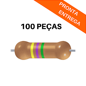 100x Resistor 4M7Ω Filme Carbono Axial CR25 0.33W