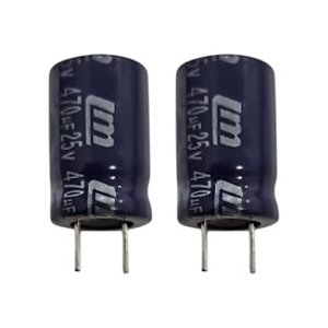 Capacitor Eletrolítico GM 470uF 25V 85°C Terminal Radial Curto 10x16
