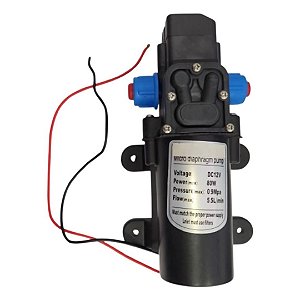 Micro Bomba Pressurizadora 12V DC 80W 0.9MPa Fluxo 5.5L/min 2 Fios