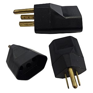 Adaptador Elétrico 3 Pinos 15A 250V Conversor Tomada Antiga Preto