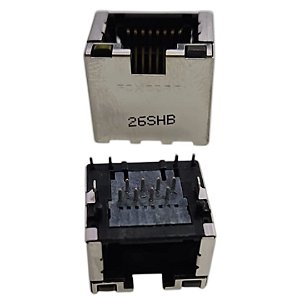 Conector Ethernet RJ45 8P8C PTH Ângulo 90° JM36111-L5H7-7F