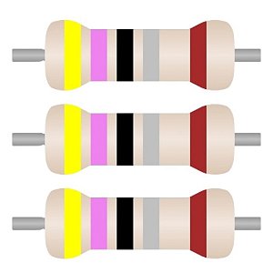 Resistor Filme Metálico 4.7R 1/4W T52 Axial CR25 1% - 100 Unidades