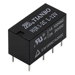 Relé Duplo Contato 12V 2A HJR1-2CL-12V Tianbo 8 Pinos