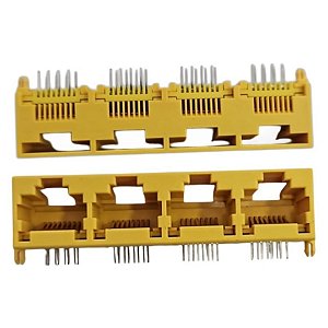 Jack Ethernet RJ45 Fêmea 8P8C 4 Portas 90º Amarelo (40-309-11084B)